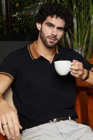 Men Solid Polo Collar Cotton T-shirt